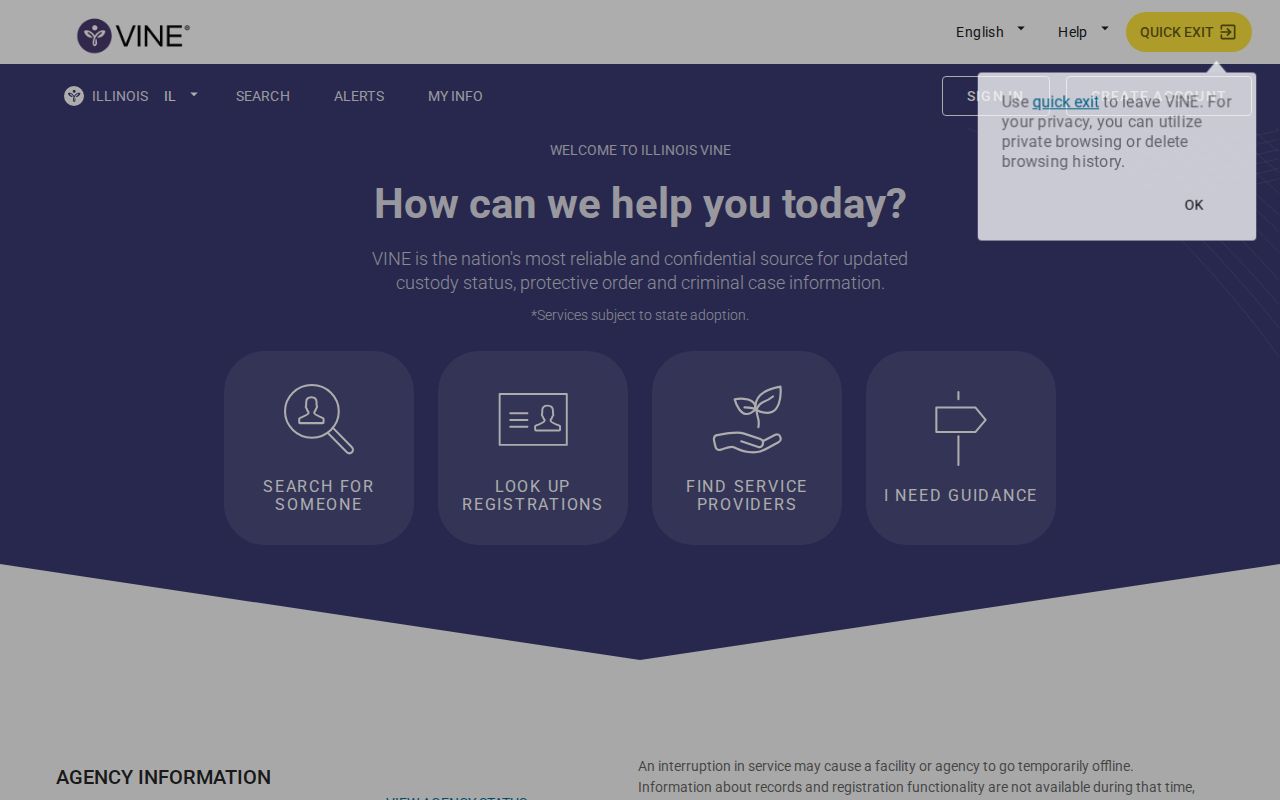 Illinois VINE person search portal